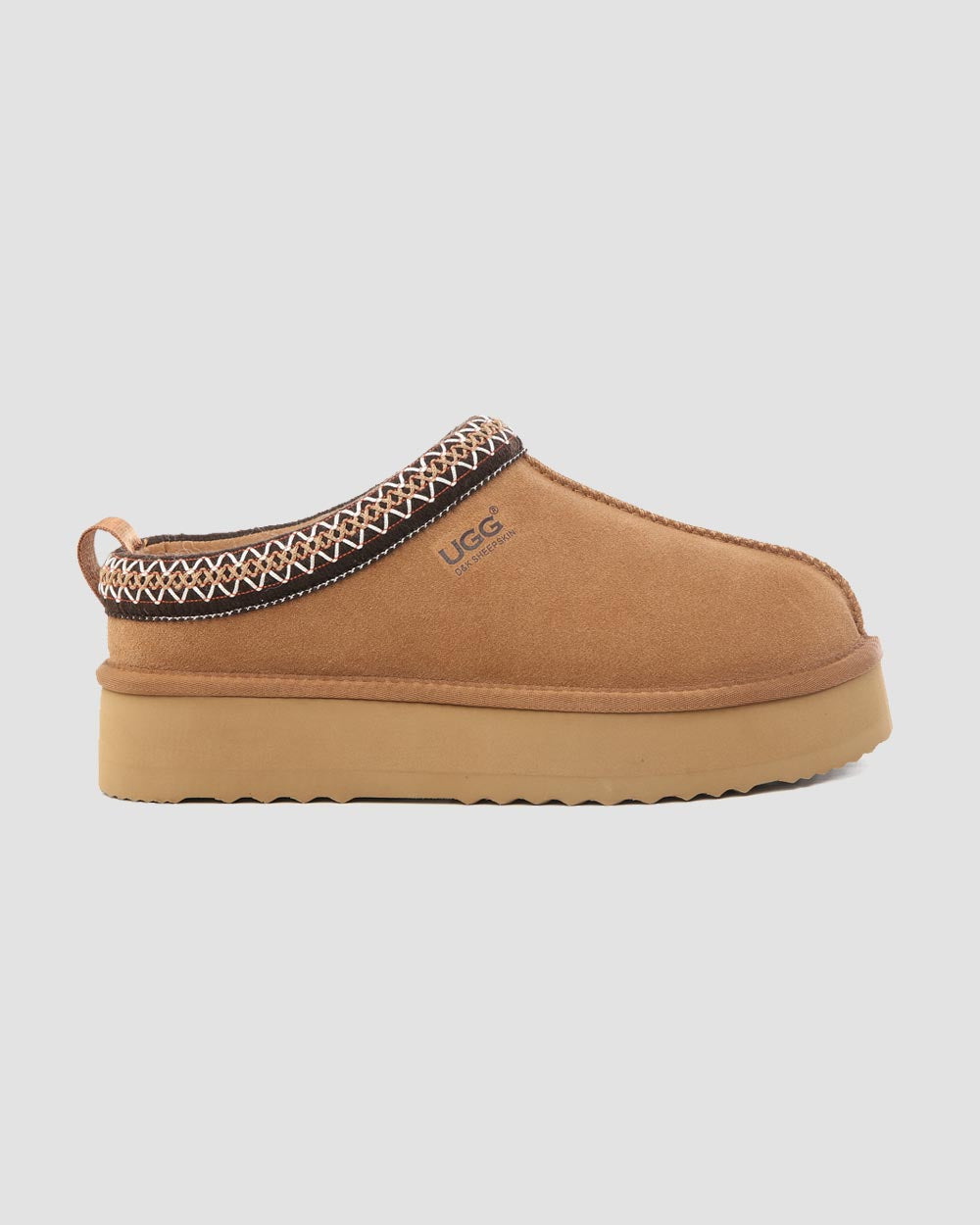 alessia ugg slippers chestnut side