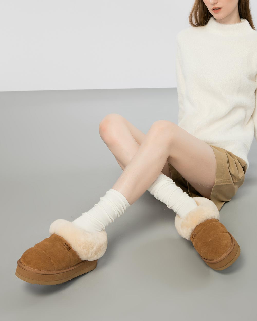 elsie platform ugg slippers chestnut live