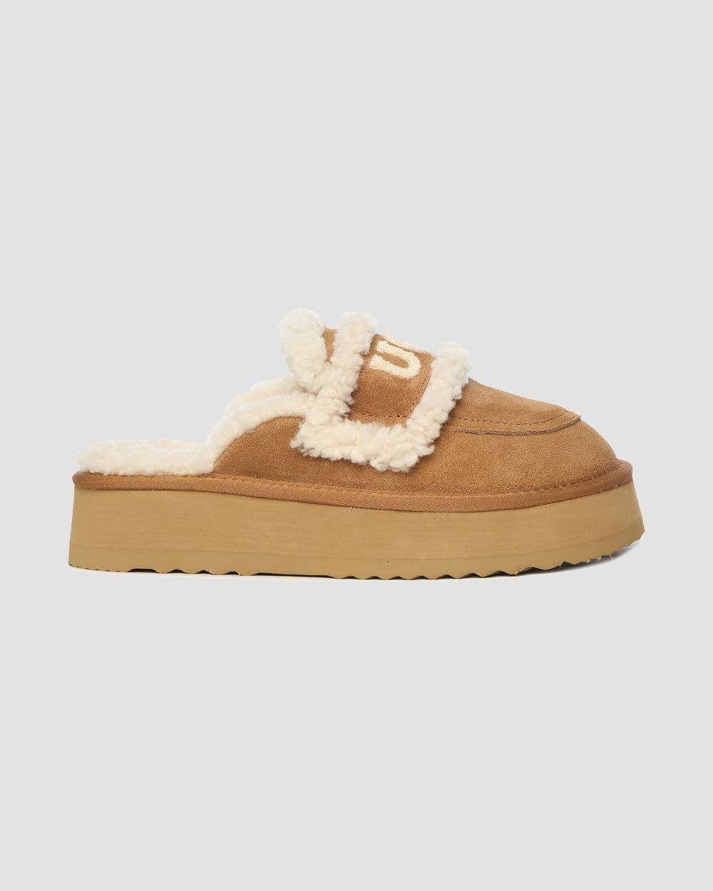 erin platform ugg scuffs chestnut side